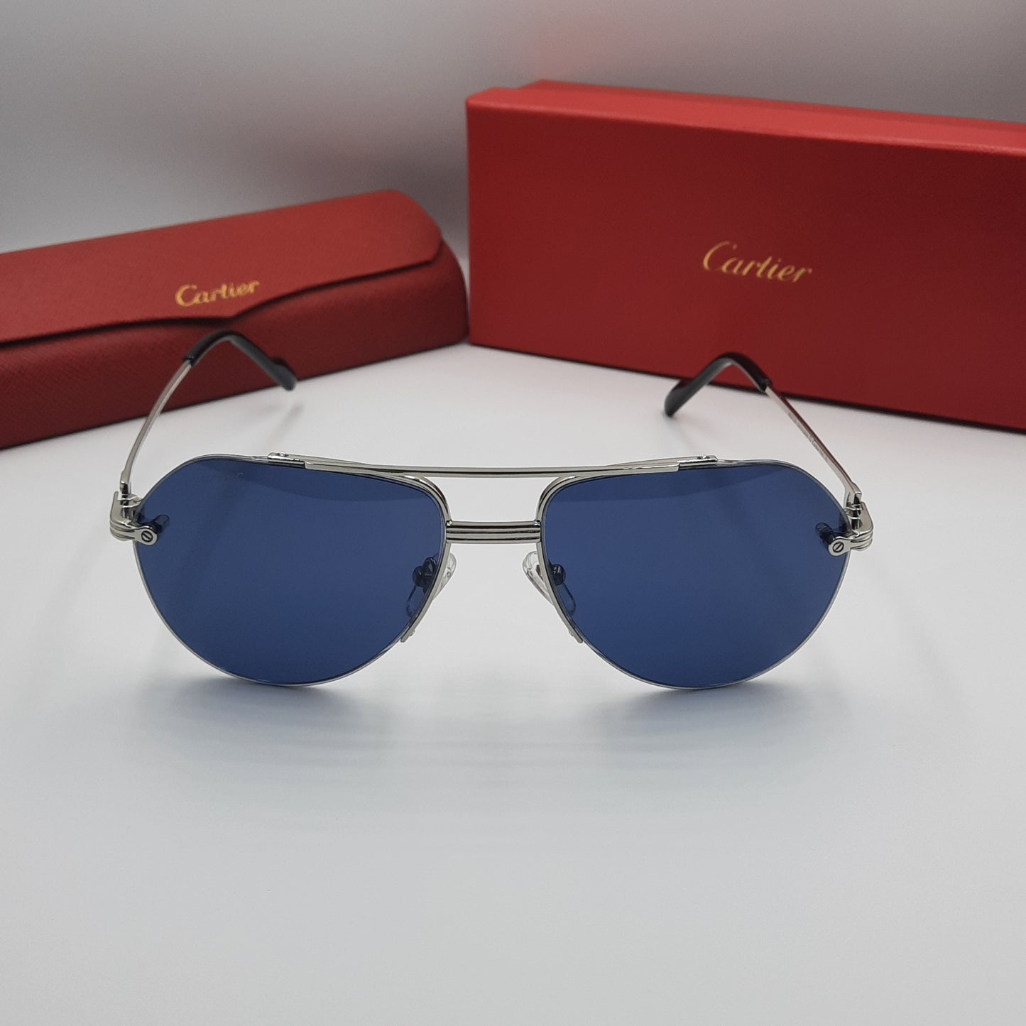 Solaires: CARTIER semi percé CT0427S argenté