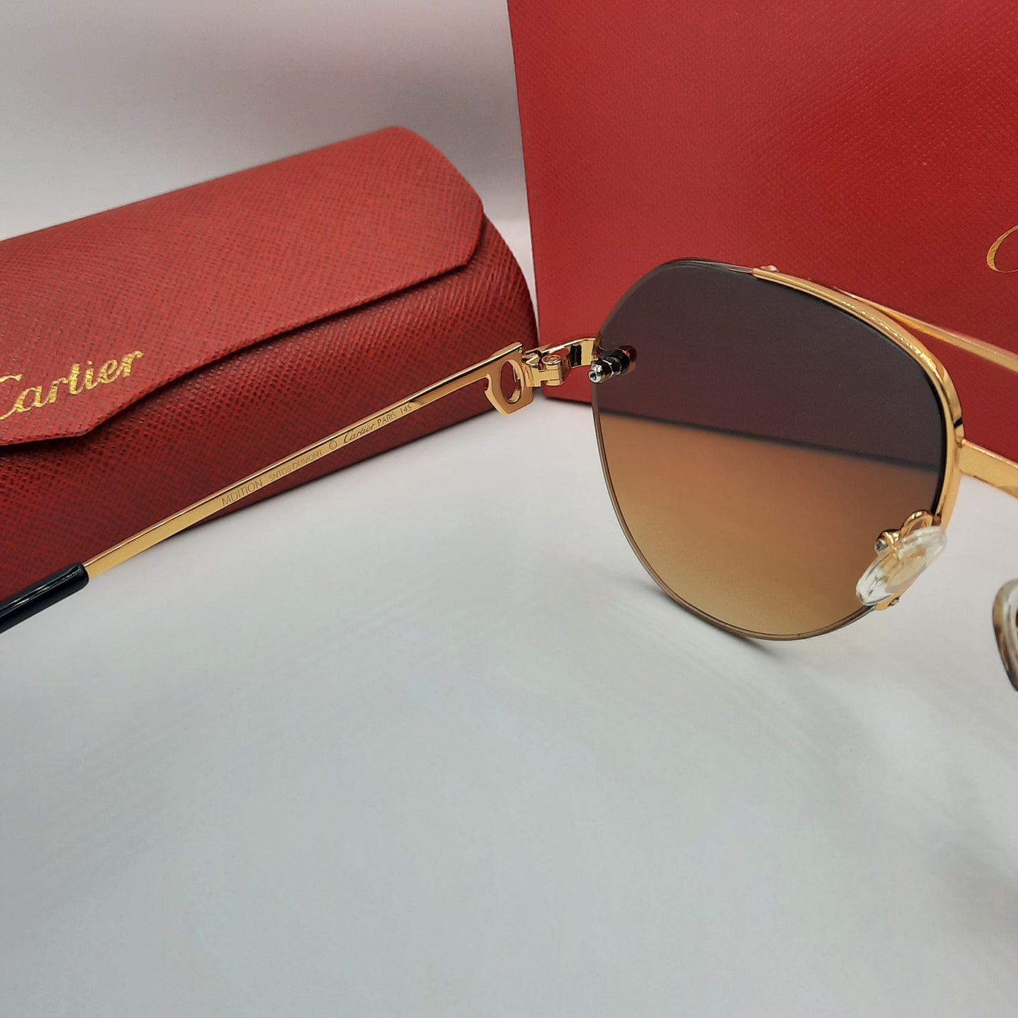Solaires: CARTIER semi percé CT0427S doré marron