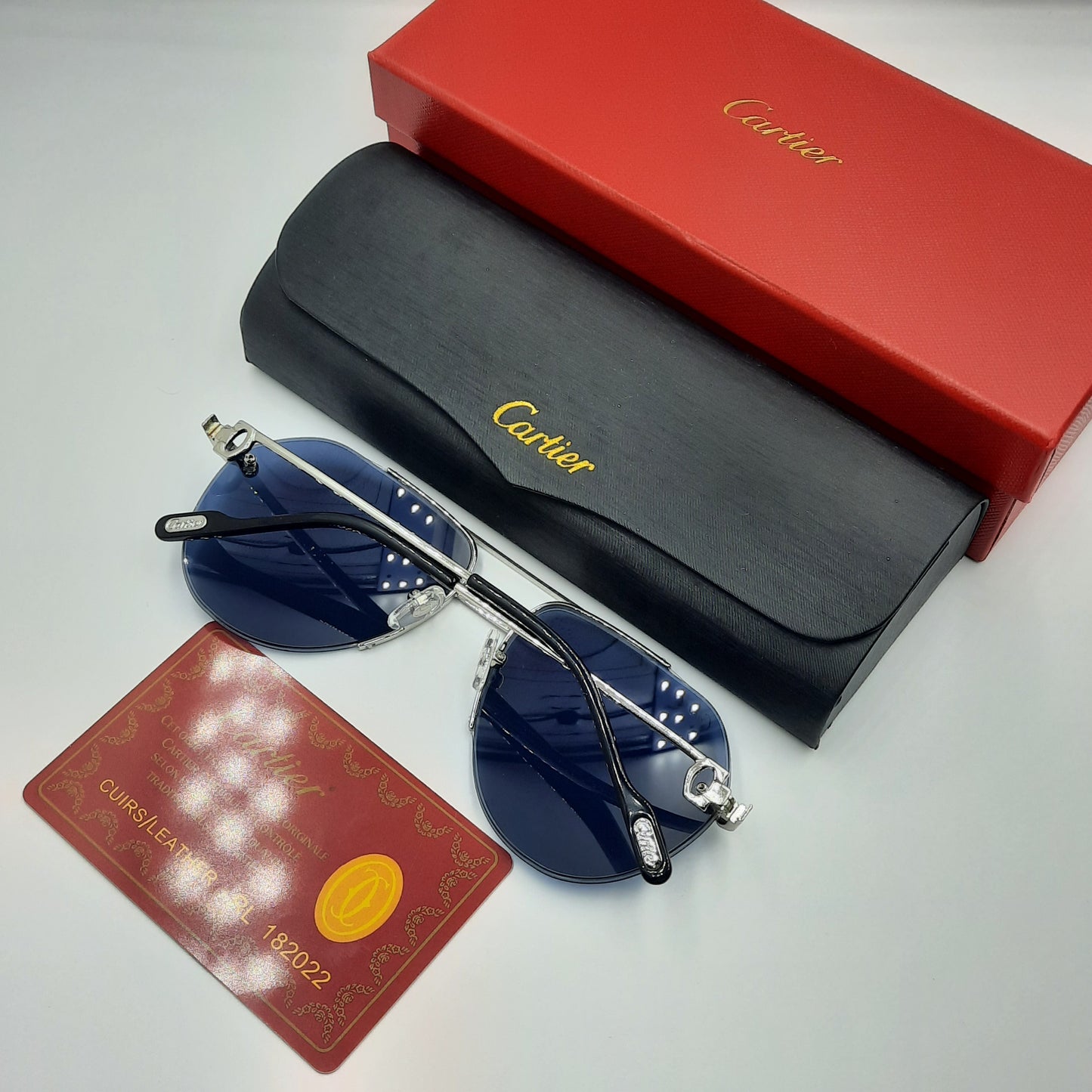 Solaires: CARTIER semi percé CT0427S argenté