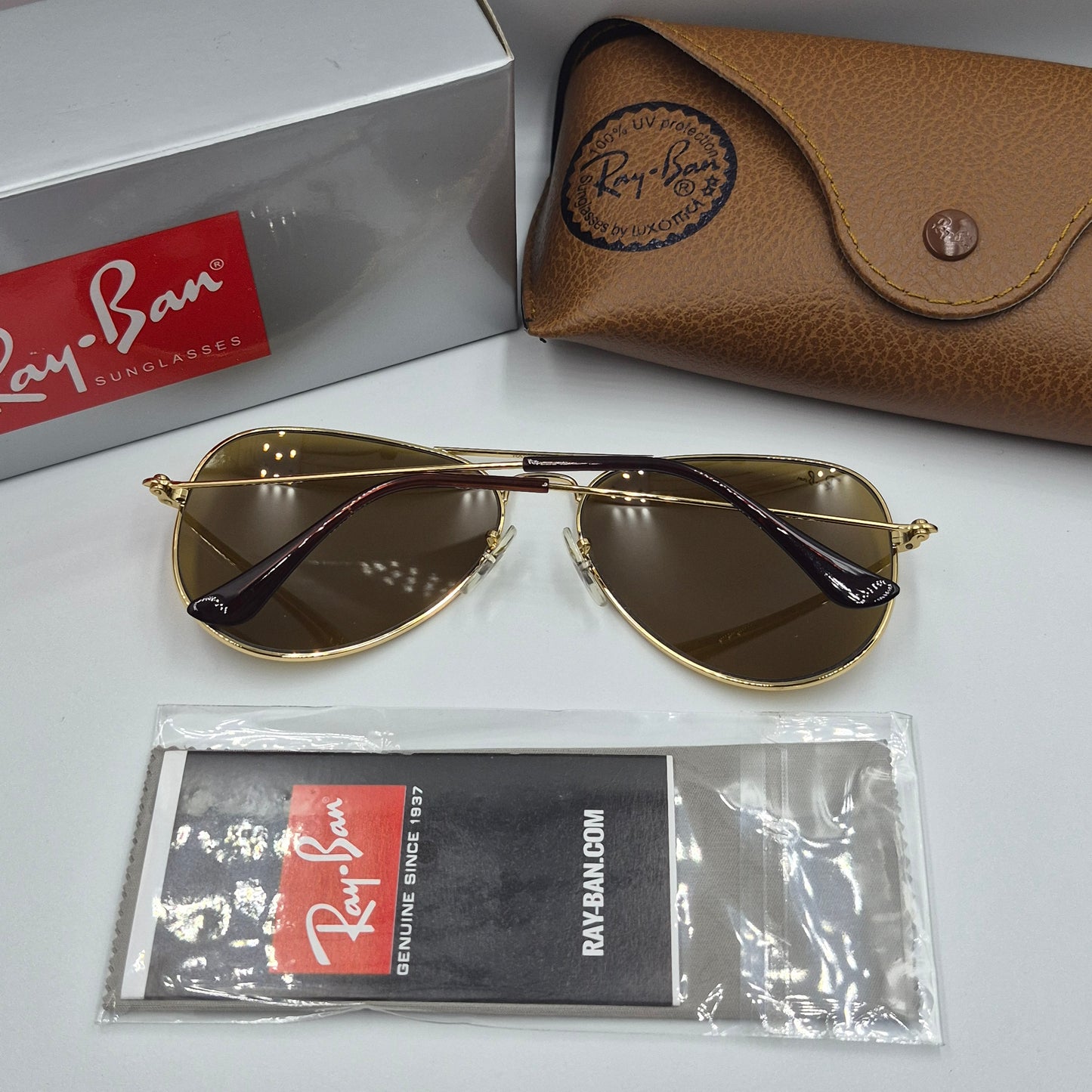Solaires:  RAYBAN AVIATOR CLASSIC RB-3025 doré/marron