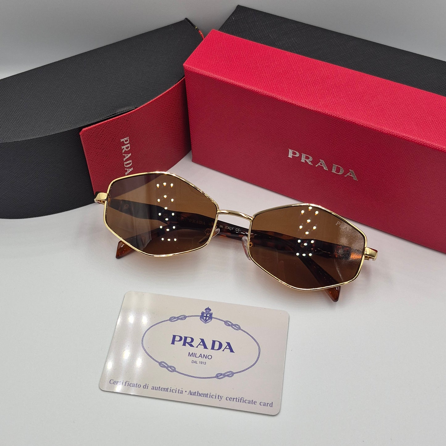 Solaires: PRADA  doré marron havane