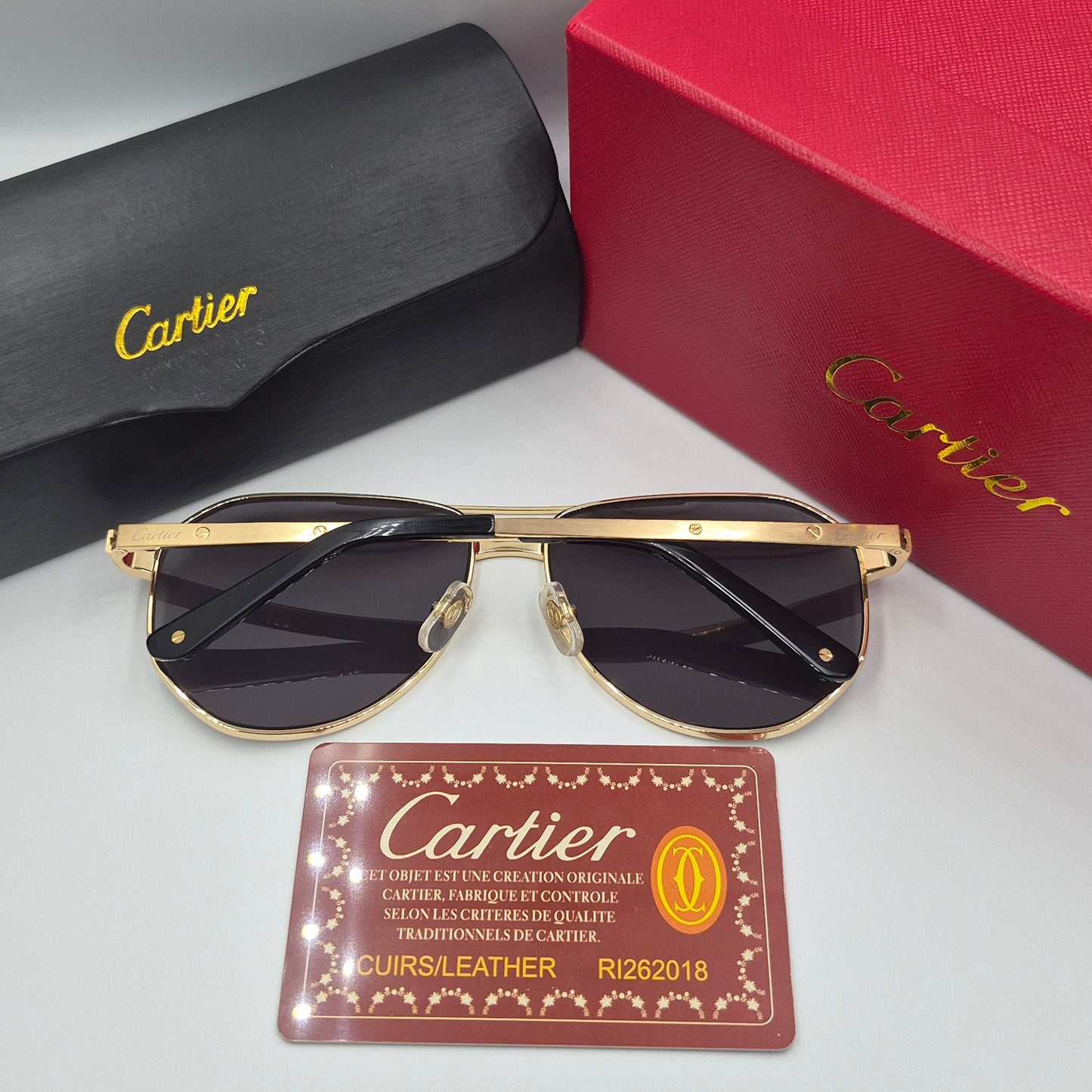 Solaires: CARTIER SANTOS CT0461S doré noir