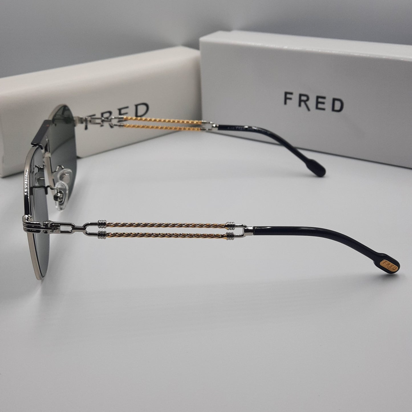 Solaires: FRED FG40044U doré argent vert