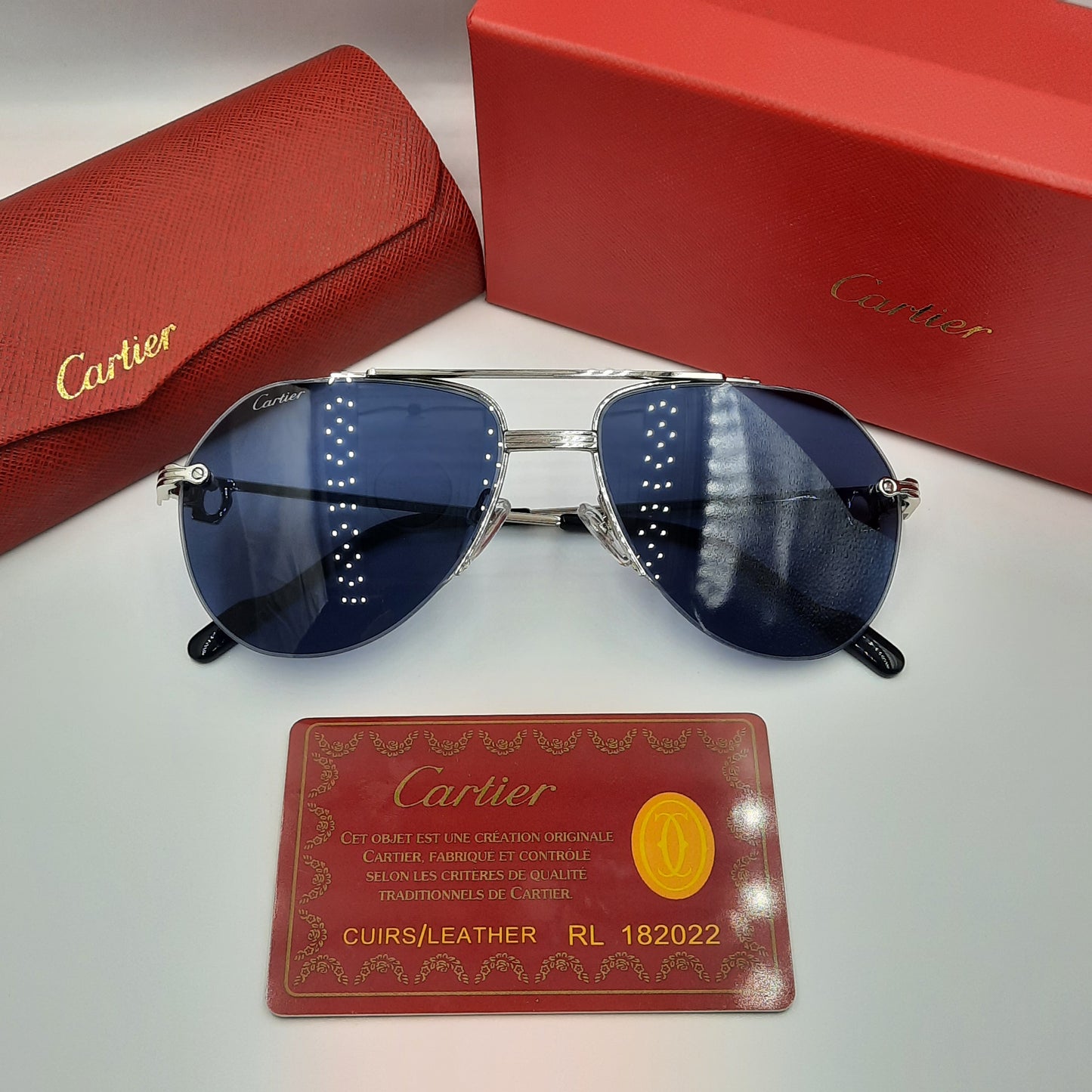 Solaires: CARTIER semi percé CT0427S argenté