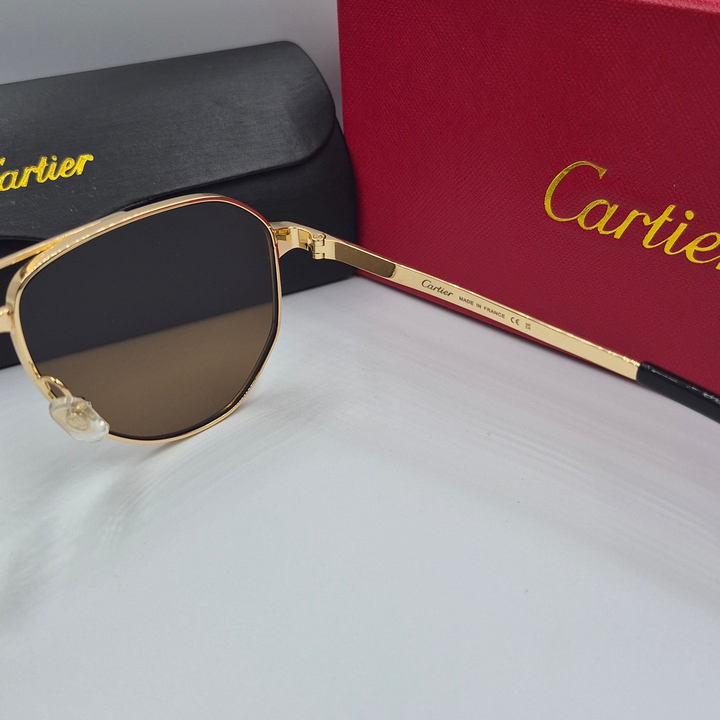 Solaires: CARTIER SANTOS CT0461S doré marron