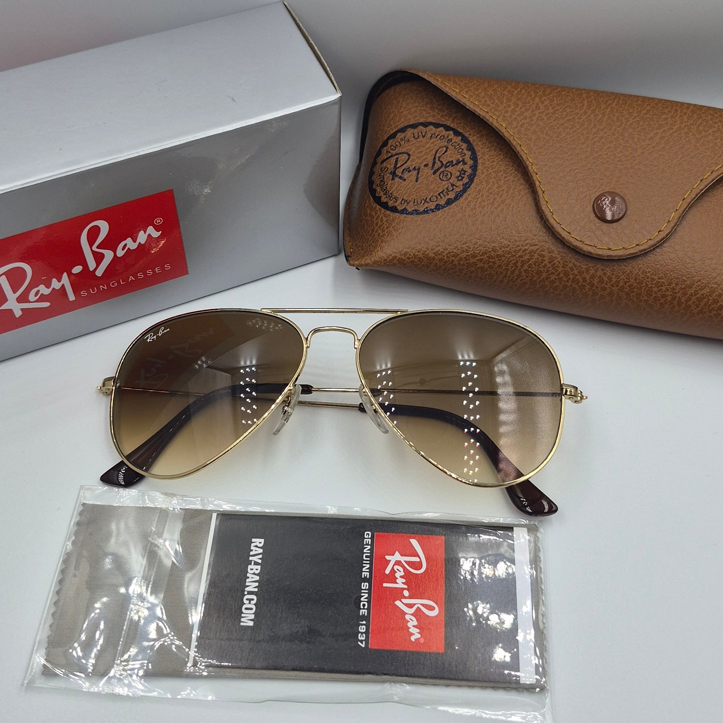 Solaires:  RAYBAN AVIATOR CLASSIC RB-3025 doré/marron Dégradé