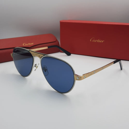 Solaires: CARTIER SANTOS CT0533S doré bleu foncé