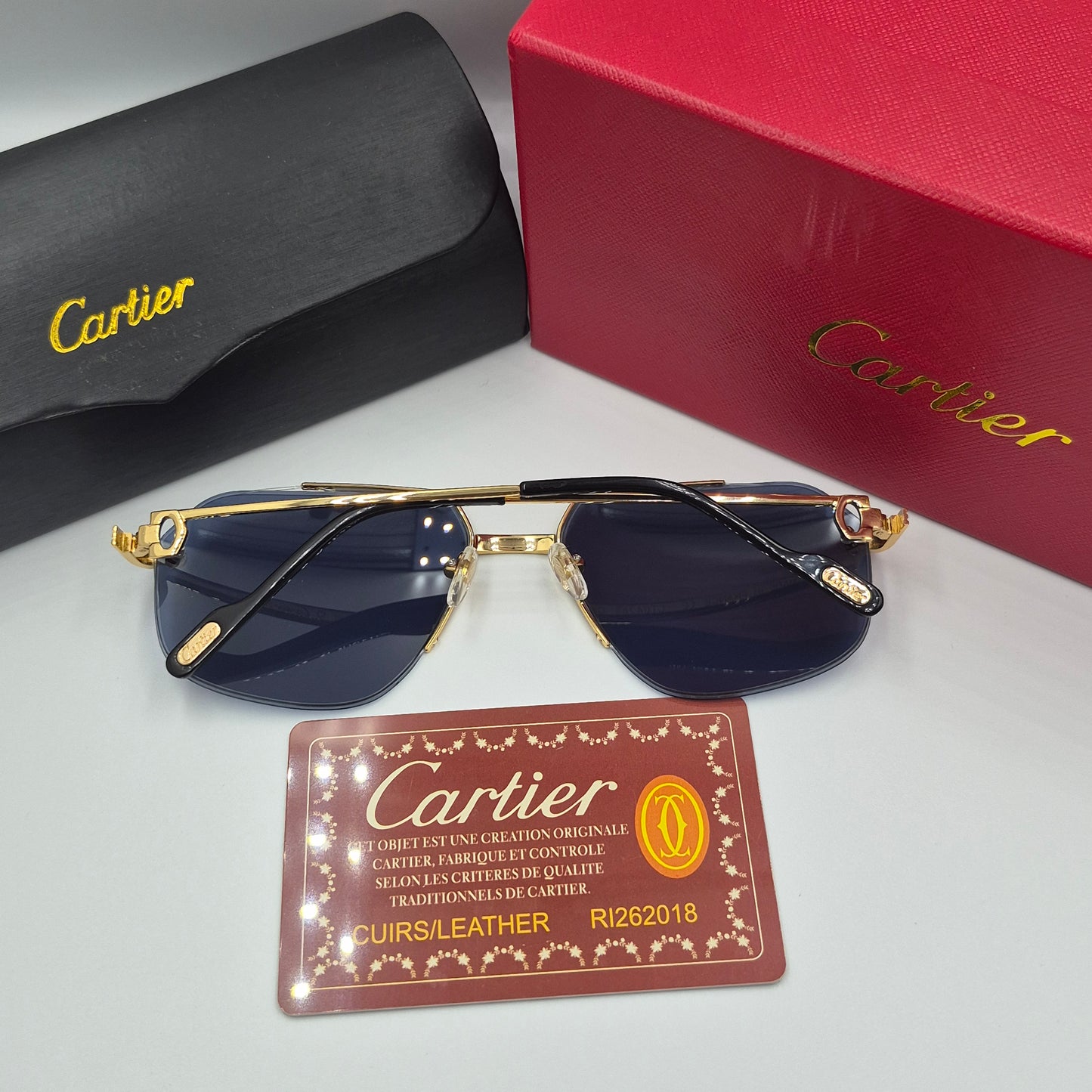 Solaires: CARTIER CT0426S santos dumont bleu doré