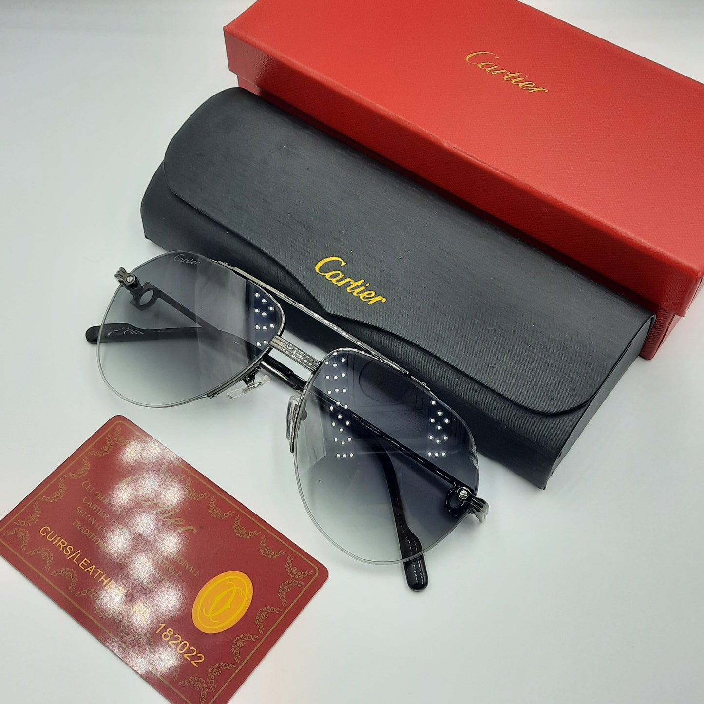 Solaires: CARTIER semi percé CT0427S noir