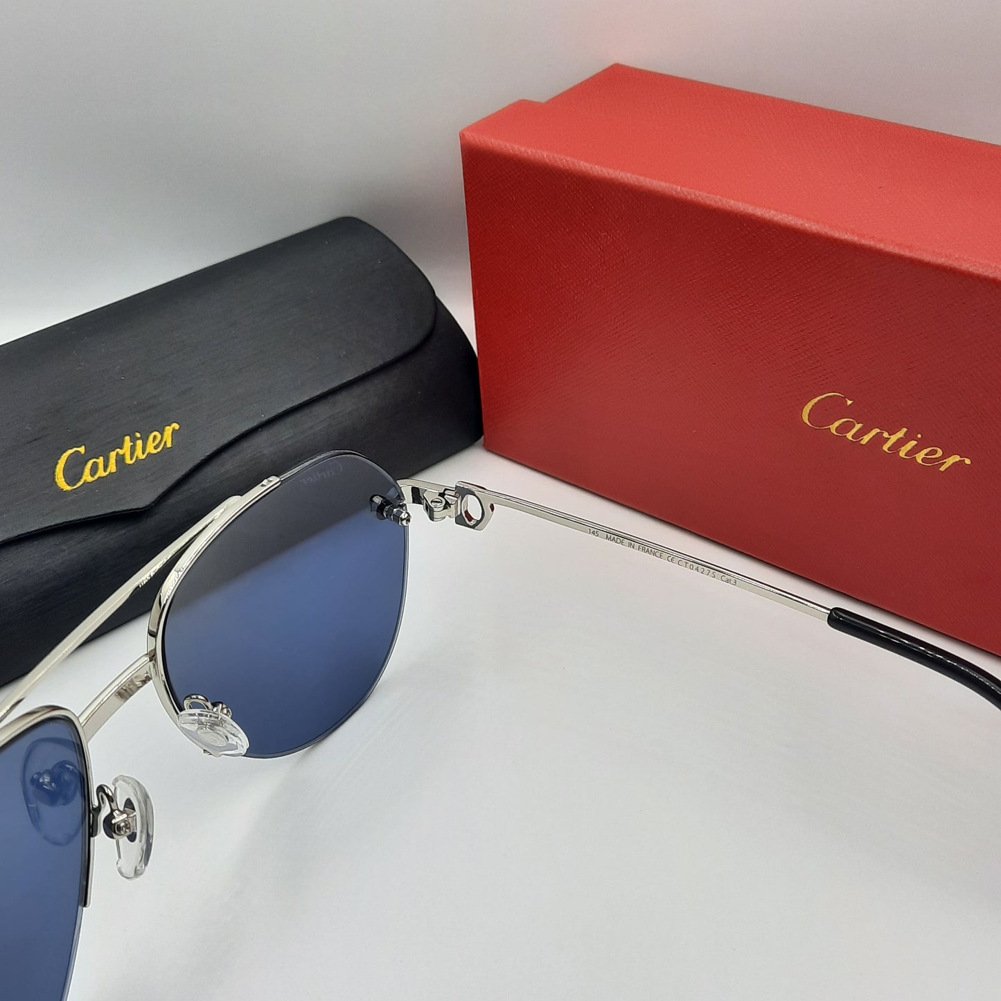 Solaires: CARTIER semi percé CT0427S argenté