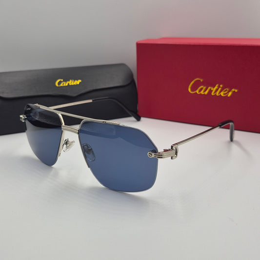 Solaires: CARTIER CT0426S santos dumont bleu argent