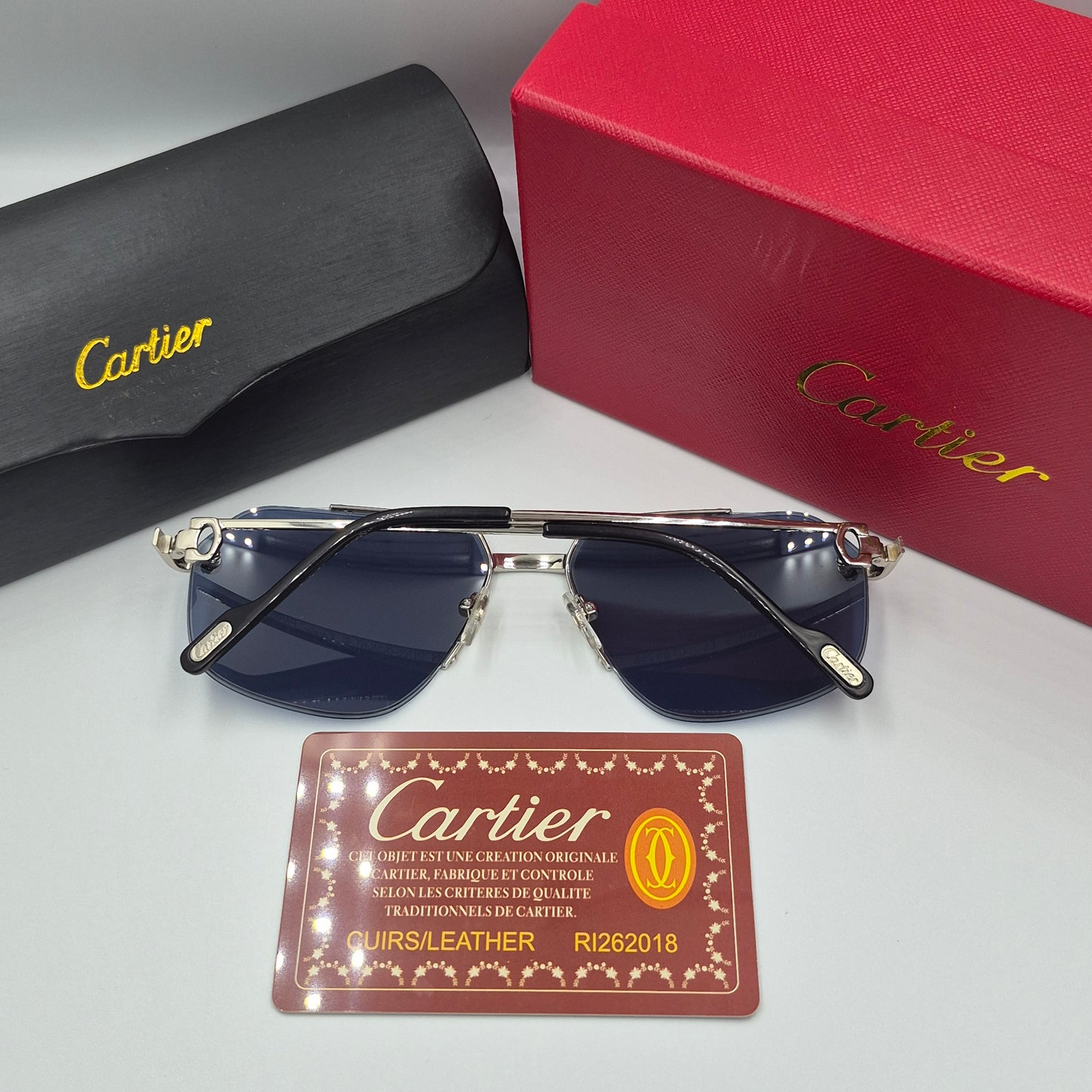 Solaires: CARTIER CT0426S santos dumont bleu argent