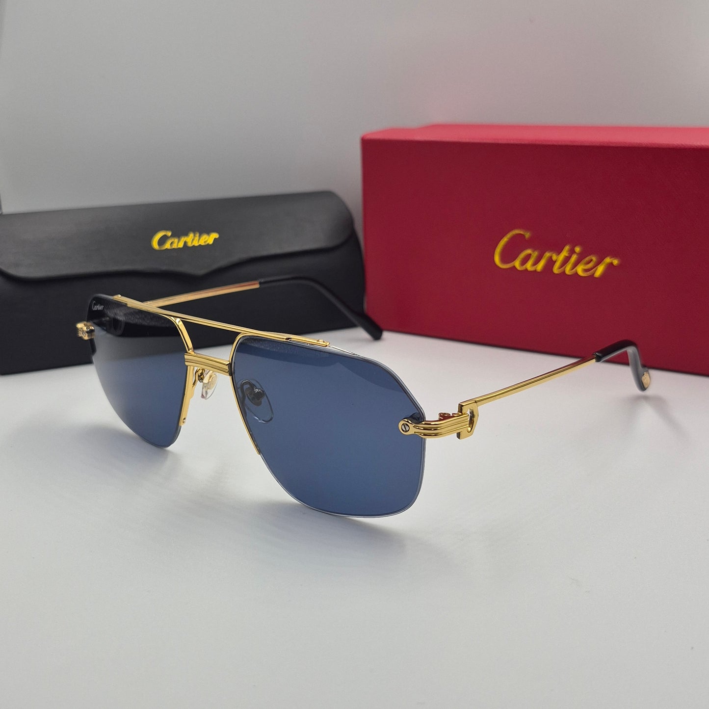 Solaires: CARTIER CT0426S santos dumont bleu doré